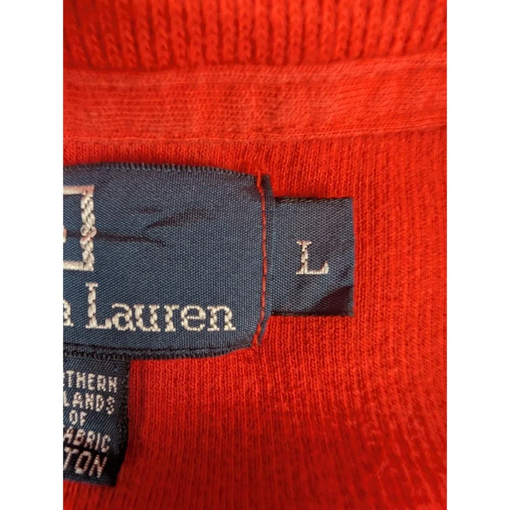 VTG Polo‎ Ralph Lauren  1/4 Zip Sweater Men's L Orange Cotton Knit Pullover